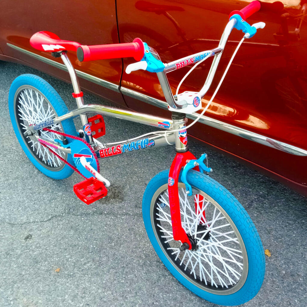 Bills NFL Bills themed BMX bike built by Wes Moore